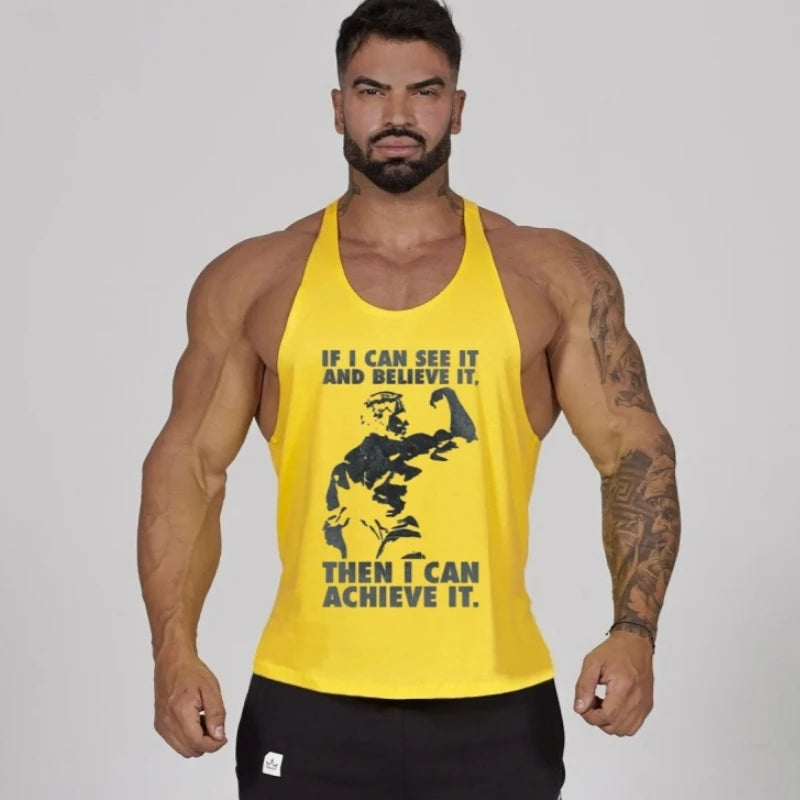Men’s Motivational Sleeveless Muscle Tank for Gym Training